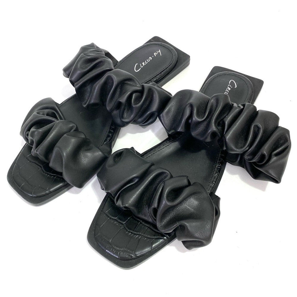 Circus NY By Sam Edelman Womens Black Puffy Slip On Slide Sandals Black 6.5